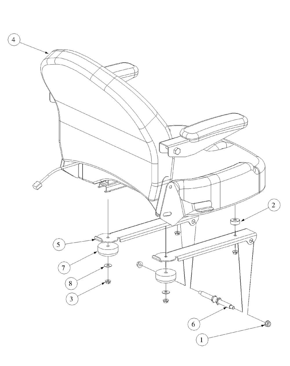 Seat Assembly Diagram and Parts List for M60-KW LC-53BB5GFX750-29HP-DFI-OHV-LC Cub Cadet Lawn Tractor